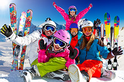 Family holiday children ski holiday ski trip
